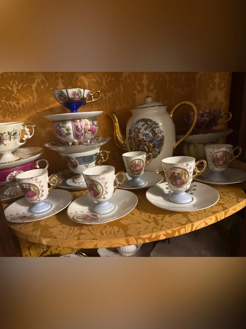 Antique coffee cups and saucers set of 5